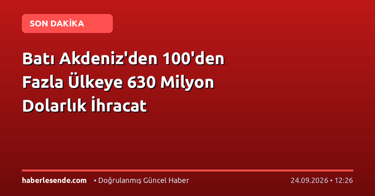 Batı Akdeniz'den 100'den Fazla Ülkeye 630 Milyon Dolarlık İhracat