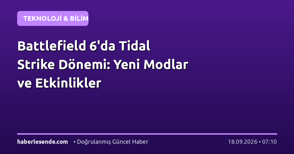 Battlefield 6'da Tidal Strike Dönemi: Yeni Modlar ve Etkinlikler