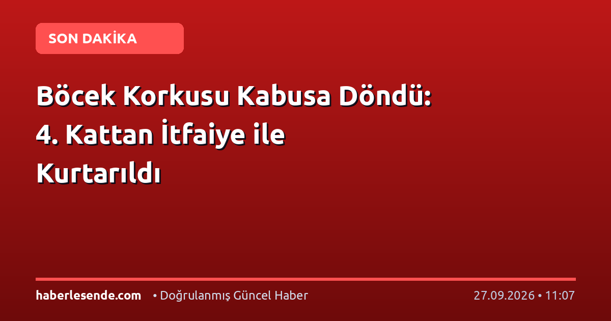 Böcek Korkusu Kabusa Döndü: 4. Kattan İtfaiye ile Kurtarıldı