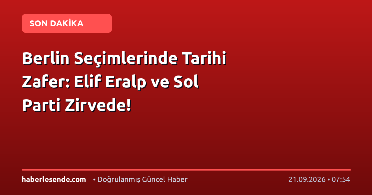 Berlin Seçimlerinde Tarihi Zafer: Elif Eralp ve Sol Parti Zirvede!
