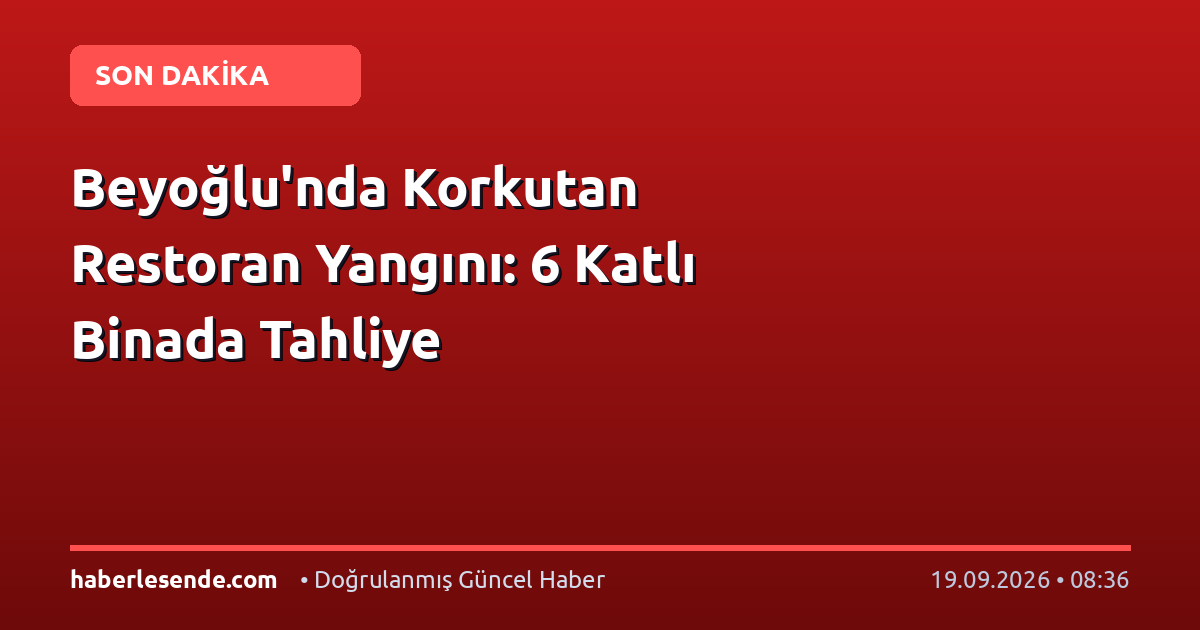 Beyoğlu'nda Korkutan Restoran Yangını: 6 Katlı Binada Tahliye