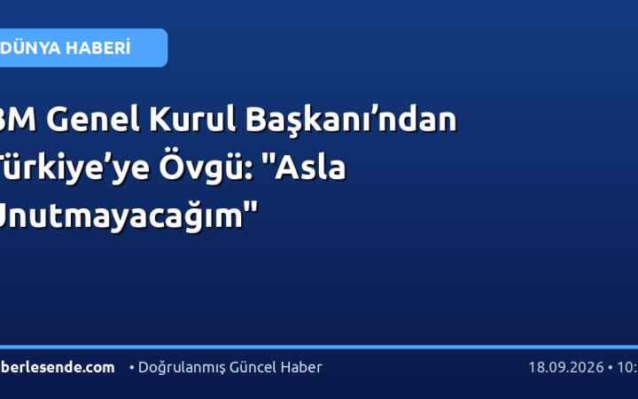 BM Genel Kurul Başkanı’ndan Türkiye’ye Övgü: "Asla Unutmayacağım"