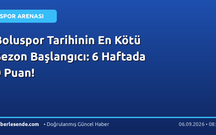 Boluspor Tarihinin En Kötü Sezon Başlangıcı: 6 Haftada 0 Puan!