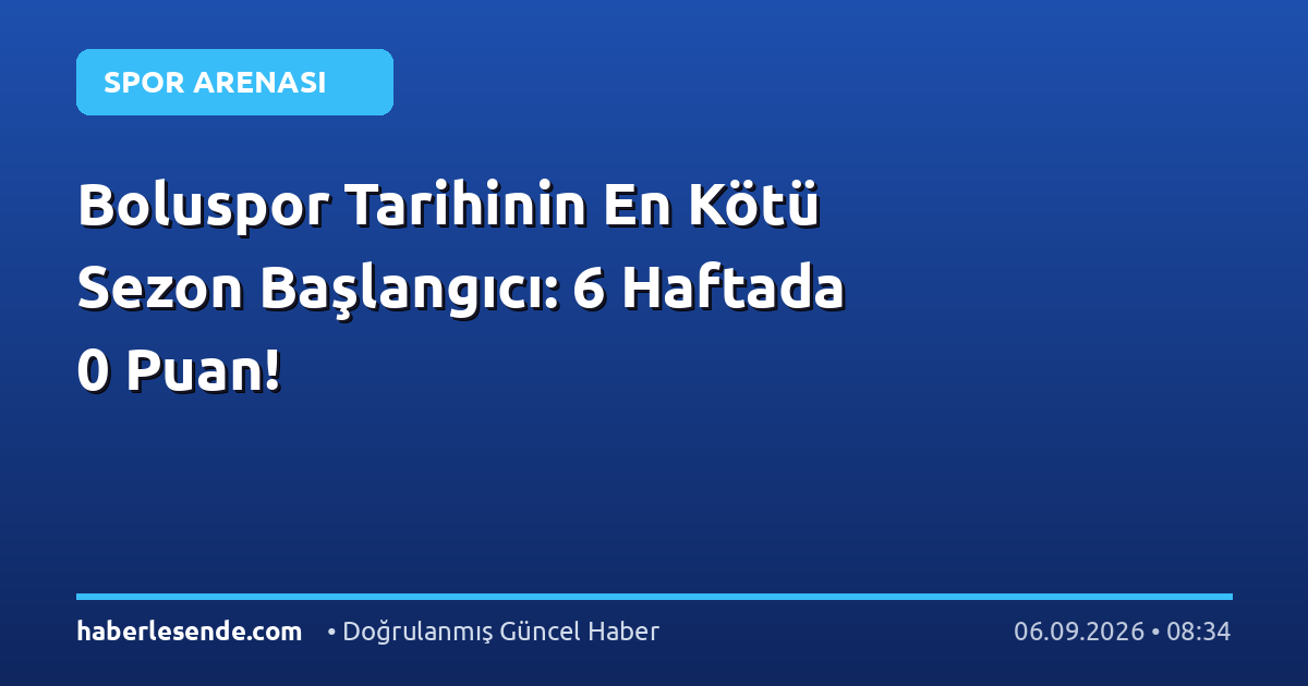 Boluspor Tarihinin En Kötü Sezon Başlangıcı: 6 Haftada 0 Puan!