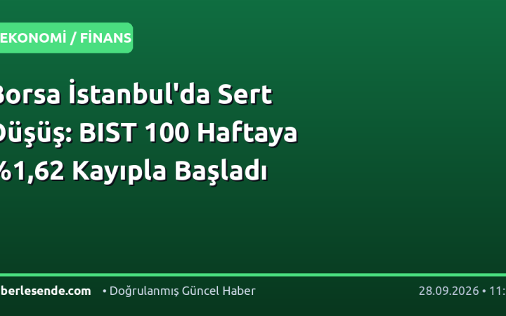 Borsa İstanbul'da Sert Düşüş: BIST 100 Haftaya %1,62 Kayıpla Başladı