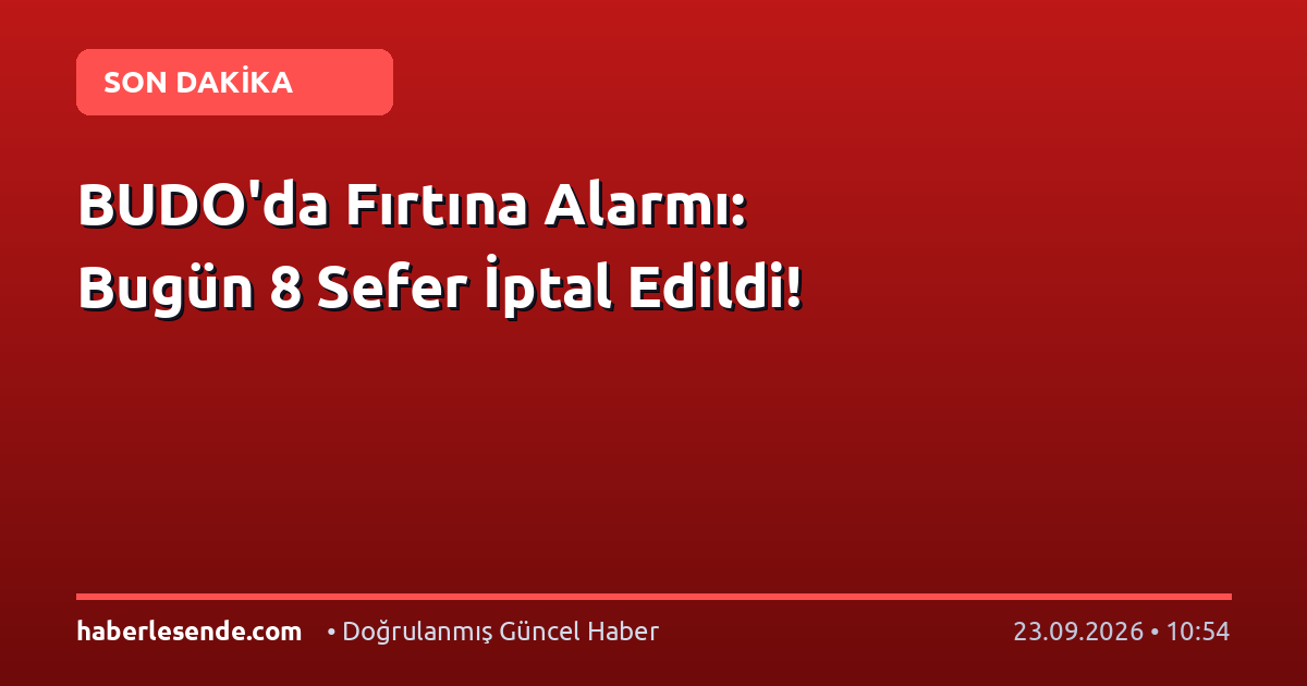 BUDO'da Fırtına Alarmı: Bugün 8 Sefer İptal Edildi!