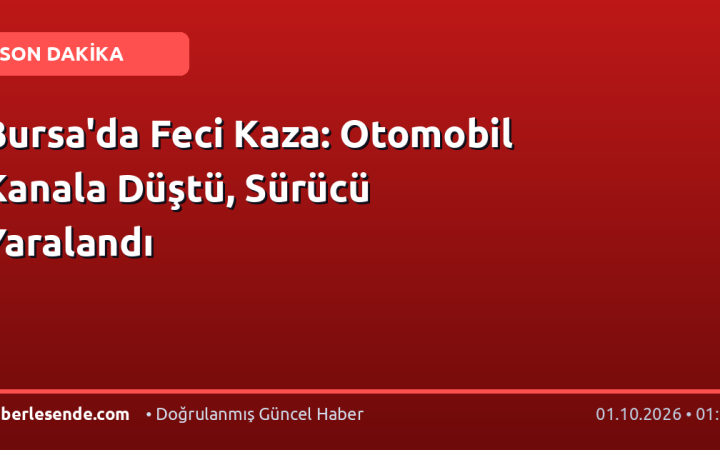 Bursa'da Feci Kaza: Otomobil Kanala Düştü, Sürücü Yaralandı