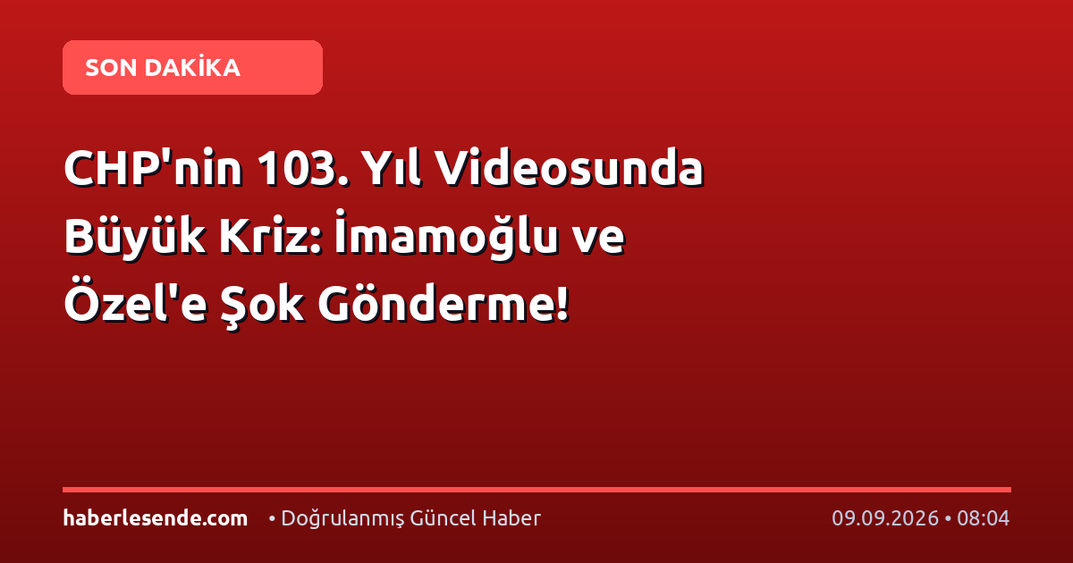 CHP'nin 103. Yıl Videosunda Büyük Kriz: İmamoğlu ve Özel'e Şok Gönderme!