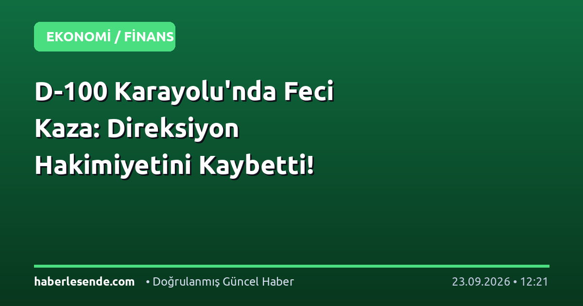 D-100 Karayolu'nda Feci Kaza: Direksiyon Hakimiyetini Kaybetti!