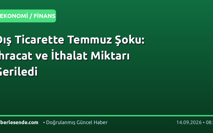 Dış Ticarette Temmuz Şoku: İhracat ve İthalat Miktarı Geriledi