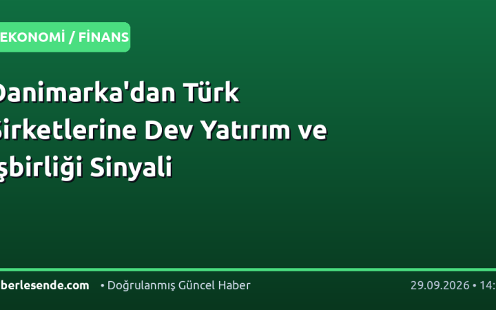 Danimarka'dan Türk Şirketlerine Dev Yatırım ve İşbirliği Sinyali