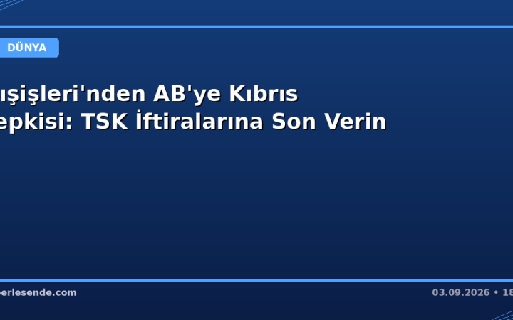 Dışişleri'nden AB'ye Kıbrıs Tepkisi: TSK İftiralarına Son Verin