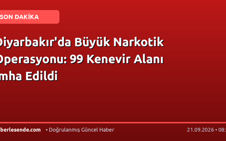Diyarbakır'da Büyük Narkotik Operasyonu: 99 Kenevir Alanı İmha Edildi