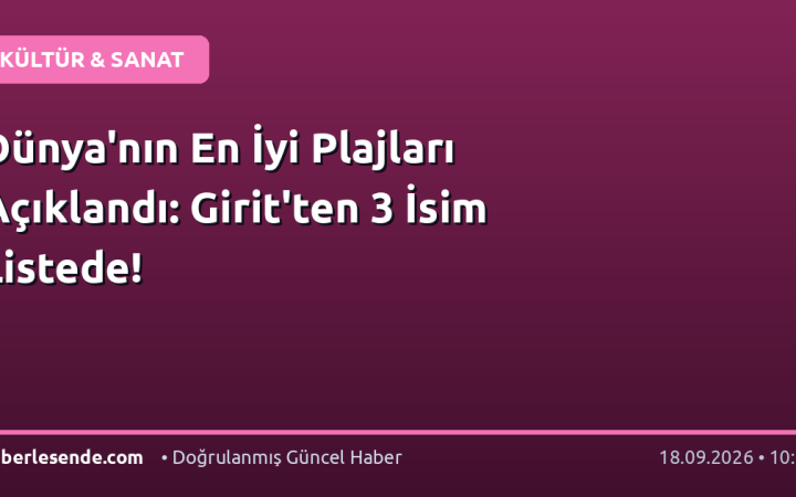 Dünya'nın En İyi Plajları Açıklandı: Girit'ten 3 İsim Listede!
