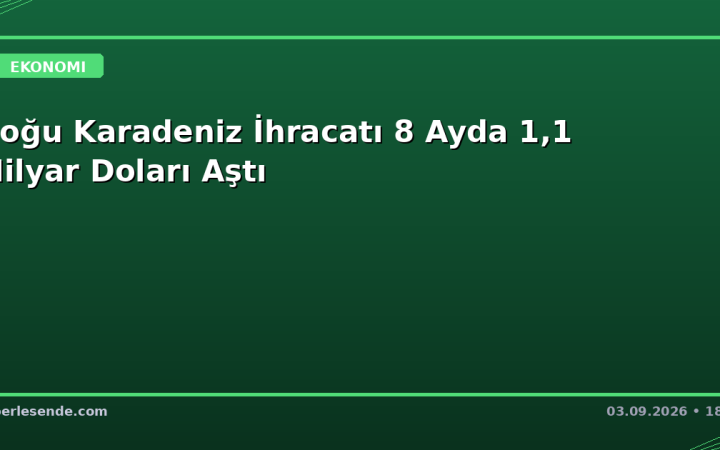 Doğu Karadeniz İhracatı 8 Ayda 1,1 Milyar Doları Aştı