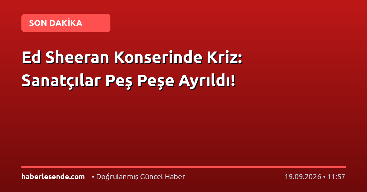Ed Sheeran Konserinde Kriz: Sanatçılar Peş Peşe Ayrıldı!