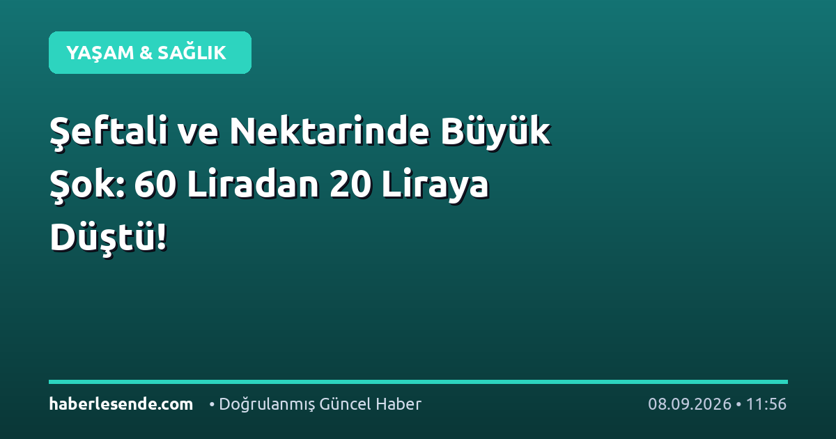 Şeftali ve Nektarinde Büyük Şok: 60 Liradan 20 Liraya Düştü!