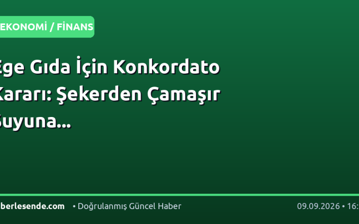 Ege Gıda İçin Konkordato Kararı: Şekerden Çamaşır Suyuna...