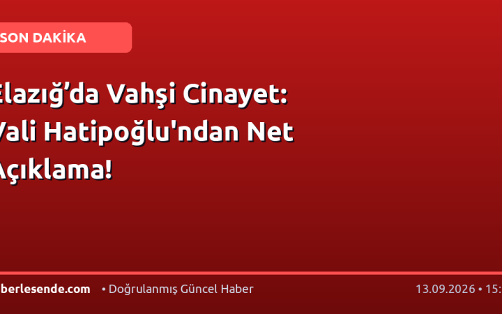 Elazığ’da Vahşi Cinayet: Vali Hatipoğlu'ndan Net Açıklama!