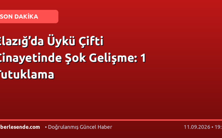 Elazığ’da Üykü Çifti Cinayetinde Şok Gelişme: 1 Tutuklama