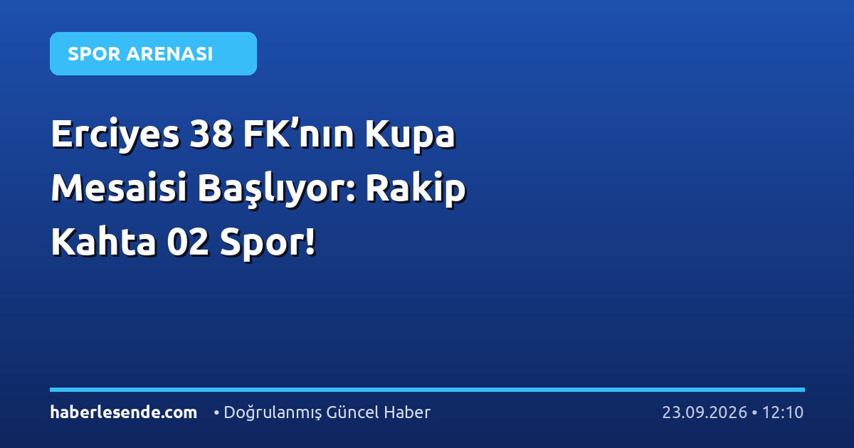 Erciyes 38 FK’nın Kupa Mesaisi Başlıyor: Rakip Kahta 02 Spor!