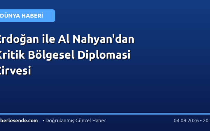 Erdoğan ile Al Nahyan'dan Kritik Bölgesel Diplomasi Zirvesi