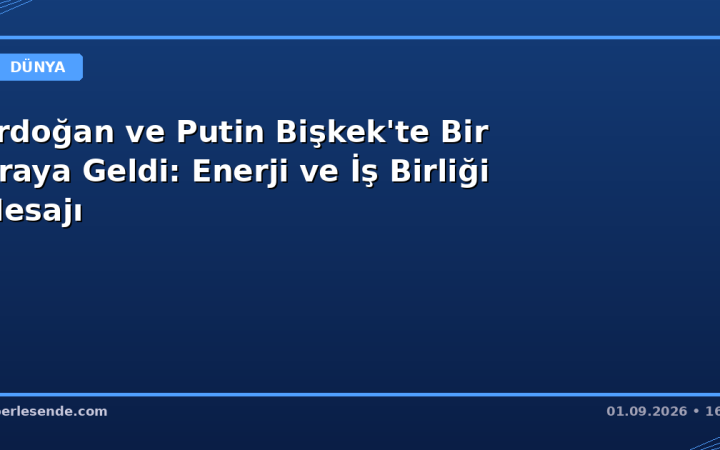 Erdoğan ve Putin Bişkek'te Bir Araya Geldi: Enerji ve İş Birliği Mesajı