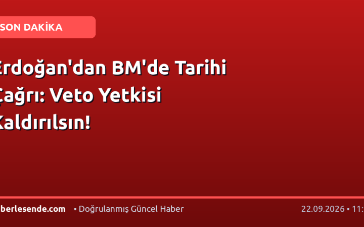 Erdoğan'dan BM'de Tarihi Çağrı: Veto Yetkisi Kaldırılsın!