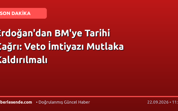 Erdoğan'dan BM'ye Tarihi Çağrı: Veto İmtiyazı Mutlaka Kaldırılmalı