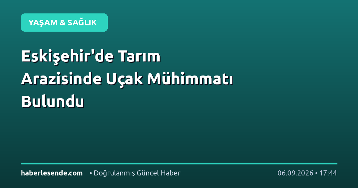 Eskişehir'de Tarım Arazisinde Uçak Mühimmatı Bulundu