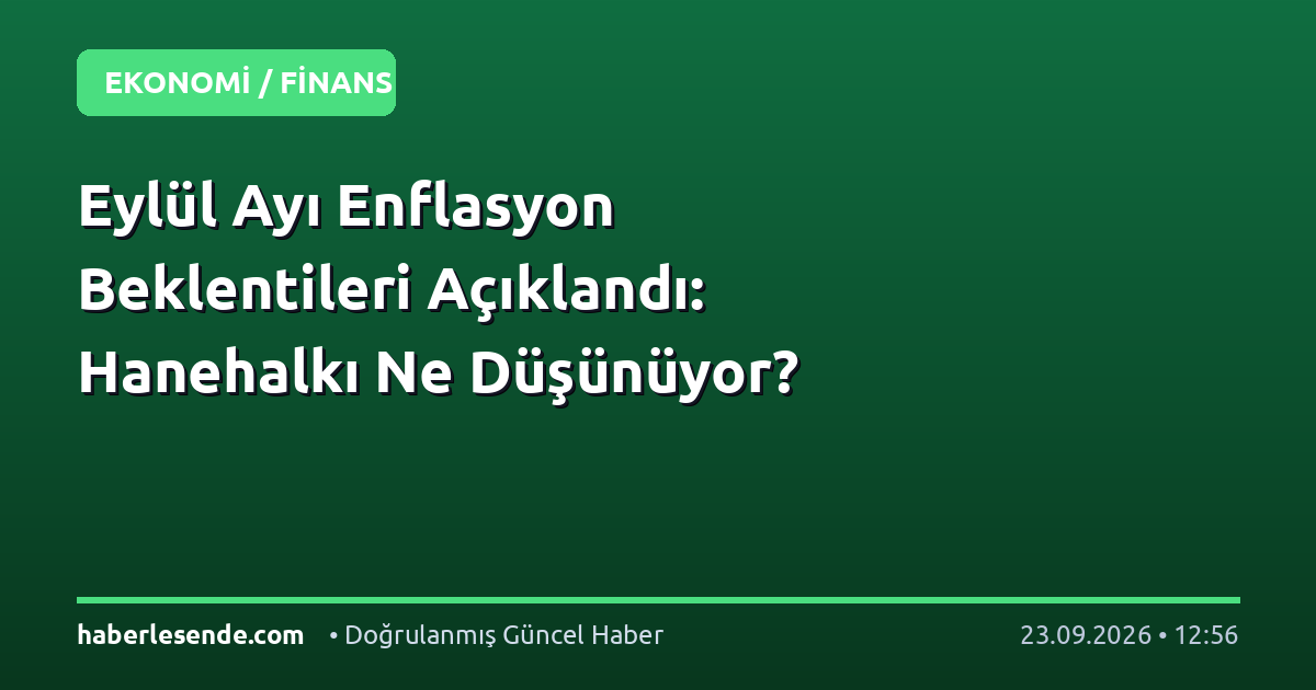 Eylül Ayı Enflasyon Beklentileri Açıklandı: Hanehalkı Ne Düşünüyor?