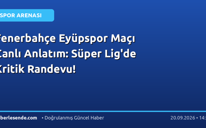 Fenerbahçe Eyüpspor Maçı Canlı Anlatım: Süper Lig'de Kritik Randevu!