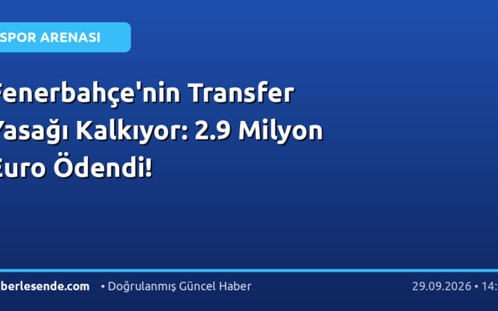 Fenerbahçe'nin Transfer Yasağı Kalkıyor: 2.9 Milyon Euro Ödendi!