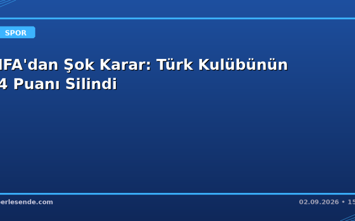 FIFA'dan Şok Karar: Türk Kulübünün 24 Puanı Silindi