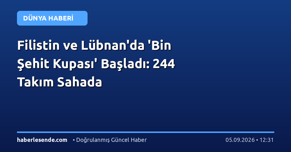 Filistin ve Lübnan'da 'Bin Şehit Kupası' Başladı: 244 Takım Sahada