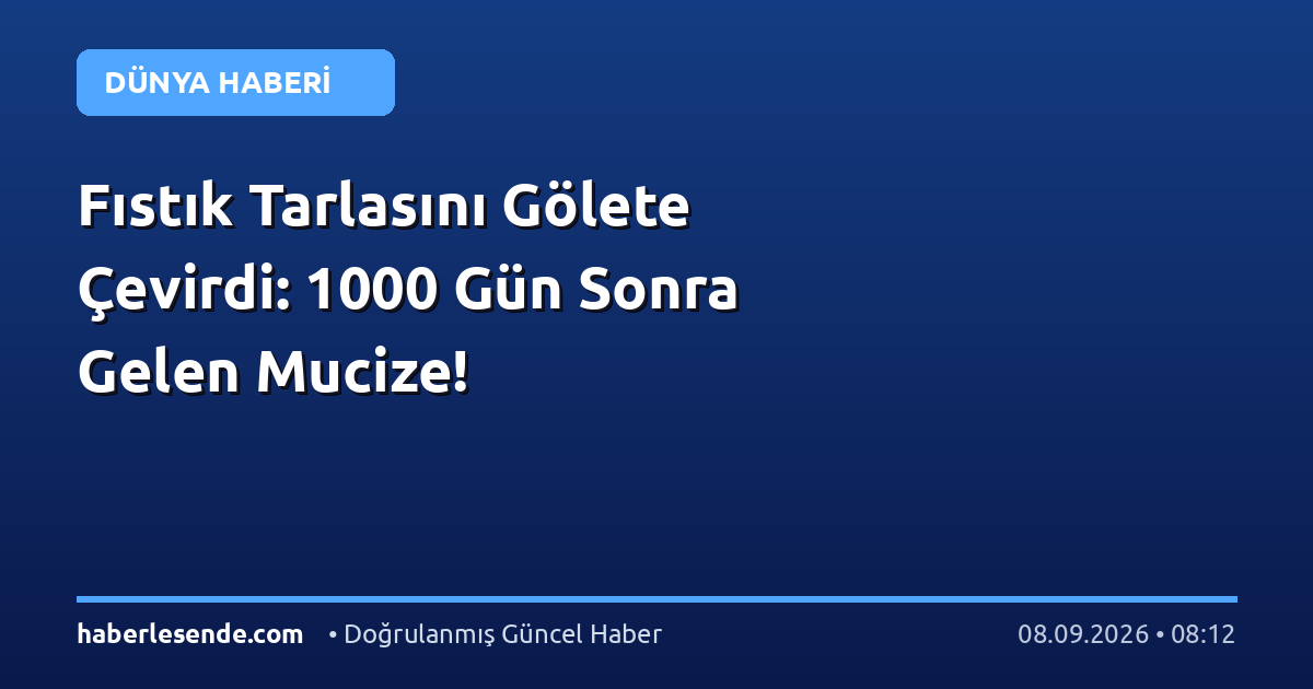 Fıstık Tarlasını Gölete Çevirdi: 1000 Gün Sonra Gelen Mucize!