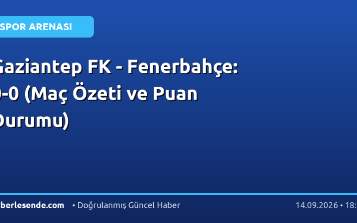 Gaziantep FK - Fenerbahçe: 0-0 (Maç Özeti ve Puan Durumu)