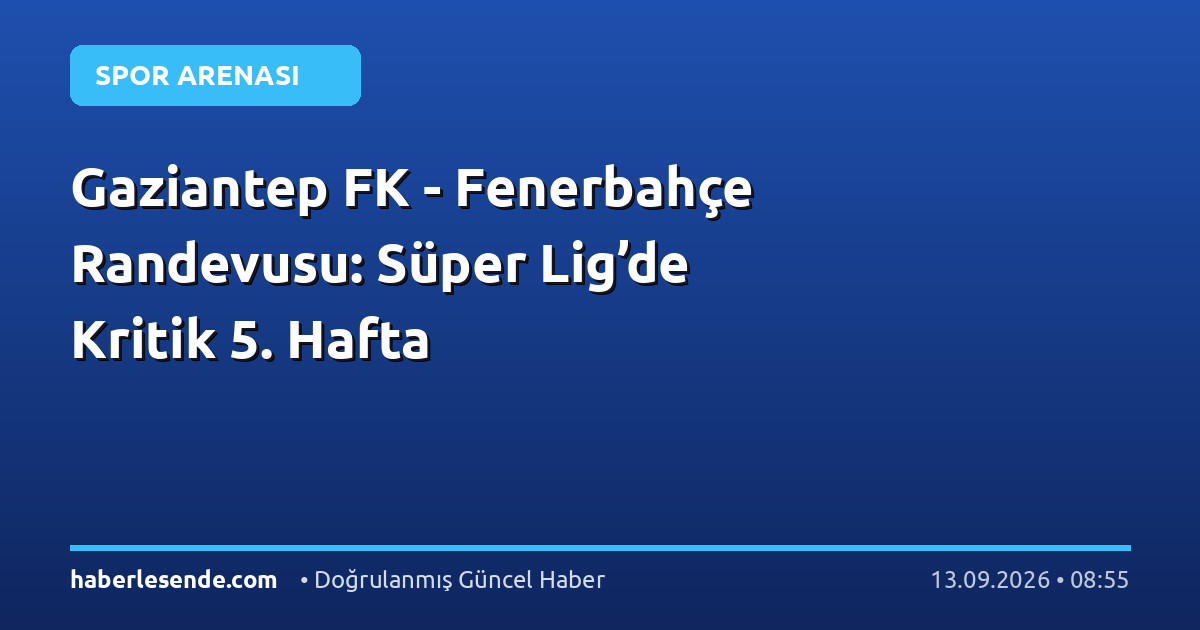 Gaziantep FK - Fenerbahçe Randevusu: Süper Lig’de Kritik 5. Hafta