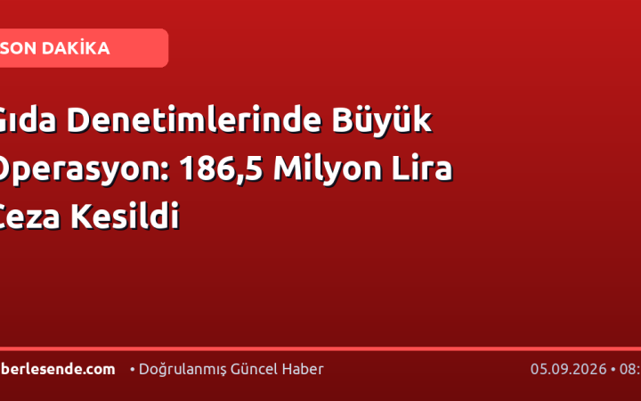Gıda Denetimlerinde Büyük Operasyon: 186,5 Milyon Lira Ceza Kesildi