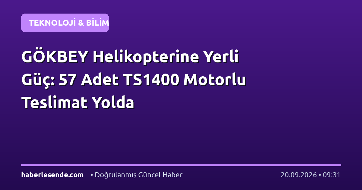 GÖKBEY Helikopterine Yerli Güç: 57 Adet TS1400 Motorlu Teslimat Yolda