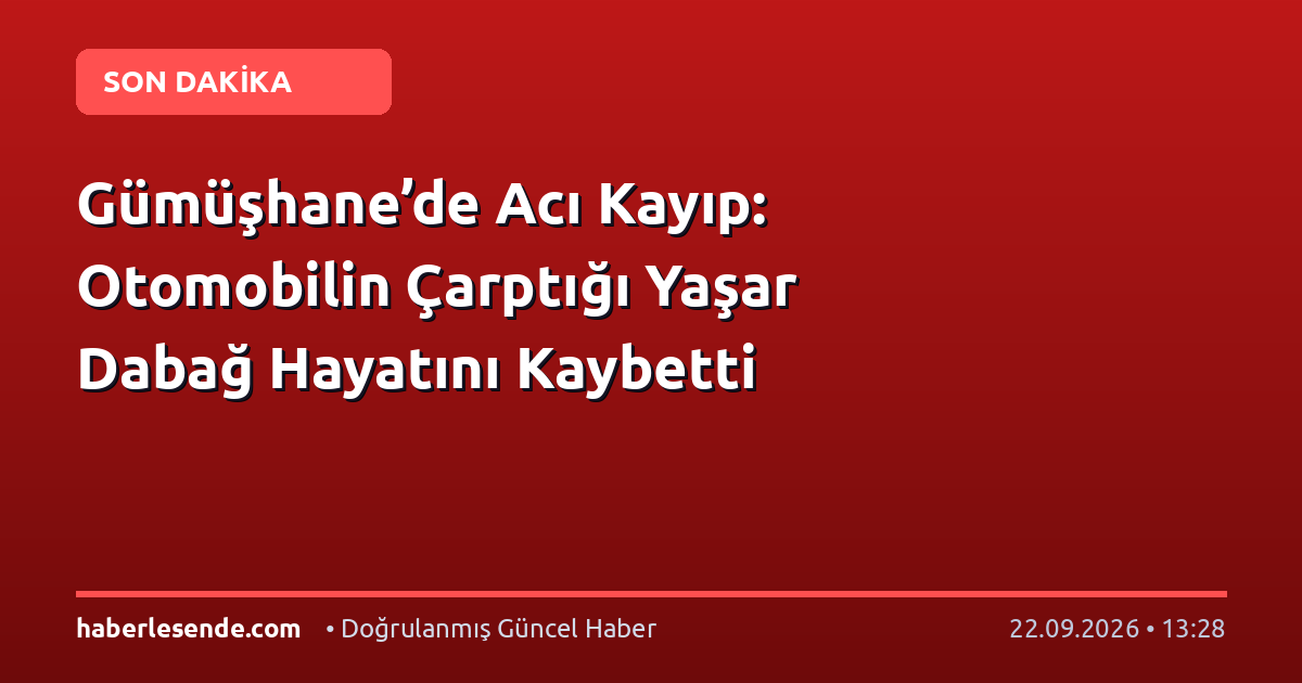 Gümüşhane’de Acı Kayıp: Otomobilin Çarptığı Yaşar Dabağ Hayatını Kaybetti