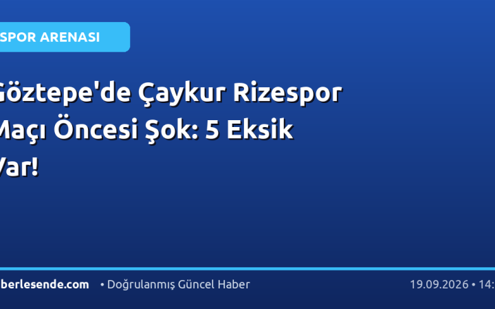 Göztepe'de Çaykur Rizespor Maçı Öncesi Şok: 5 Eksik Var!