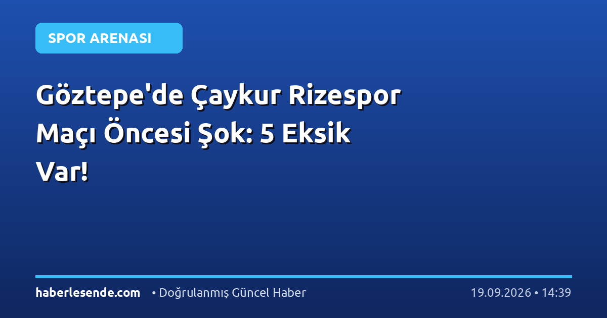 Göztepe'de Çaykur Rizespor Maçı Öncesi Şok: 5 Eksik Var!
