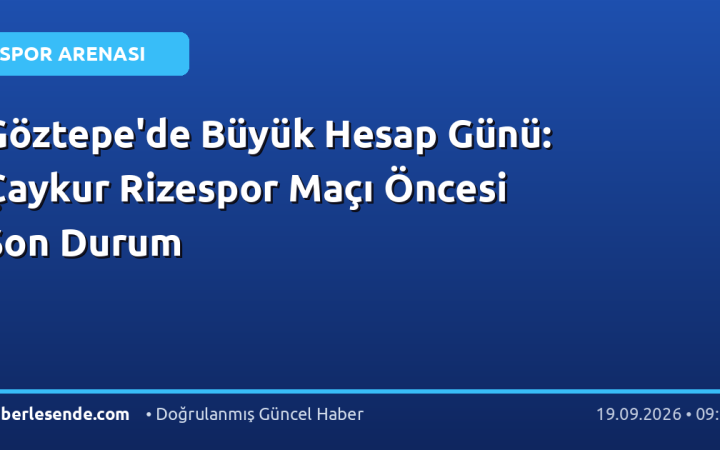Göztepe'de Büyük Hesap Günü: Çaykur Rizespor Maçı Öncesi Son Durum