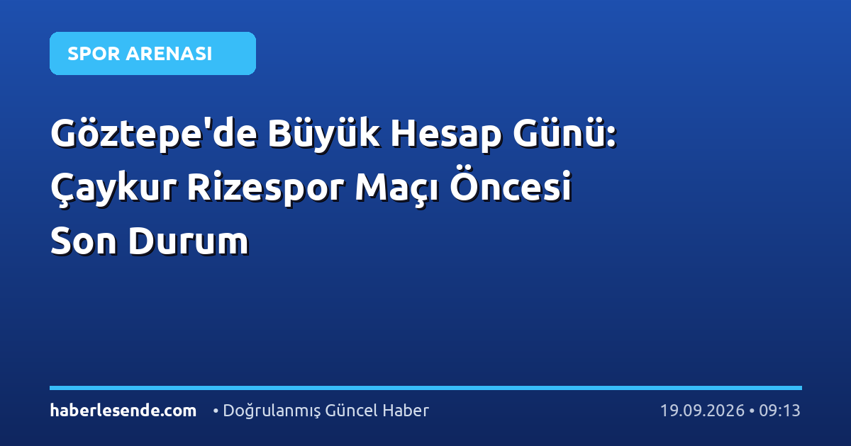 Göztepe'de Büyük Hesap Günü: Çaykur Rizespor Maçı Öncesi Son Durum