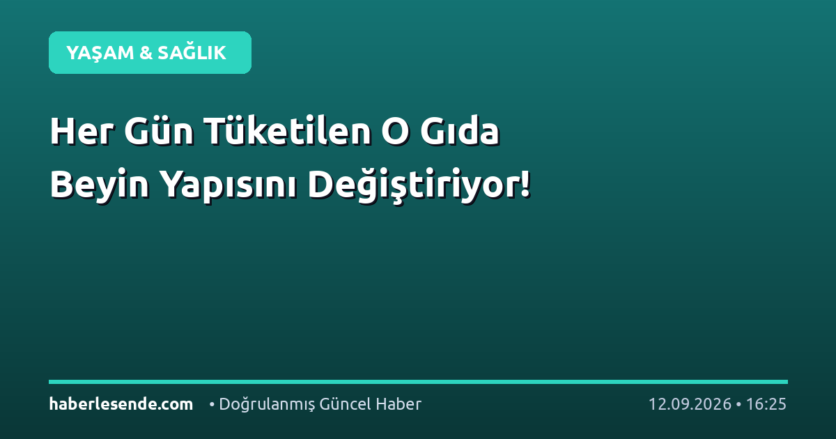 Her Gün Tüketilen O Gıda Beyin Yapısını Değiştiriyor!