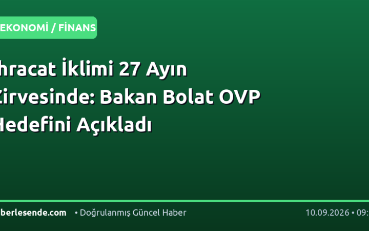 İhracat İklimi 27 Ayın Zirvesinde: Bakan Bolat OVP Hedefini Açıkladı