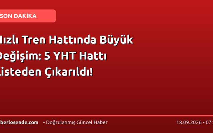 Hızlı Tren Hattında Büyük Değişim: 5 YHT Hattı Listeden Çıkarıldı!