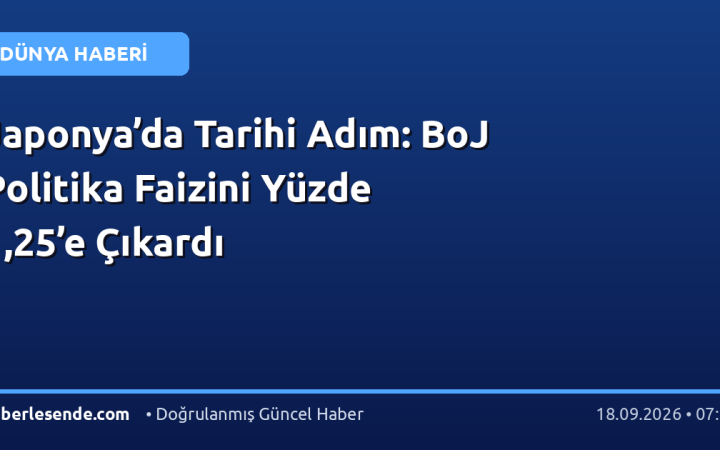 Japonya’da Tarihi Adım: BoJ Politika Faizini Yüzde 1,25’e Çıkardı