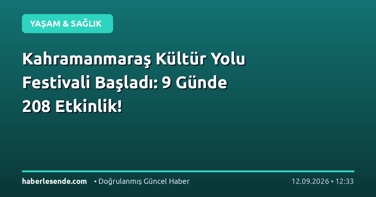 Kahramanmaraş Kültür Yolu Festivali Başladı: 9 Günde 208 Etkinlik!